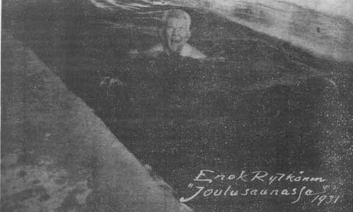 Enok Rytk�nen joulusaunassa 1931
