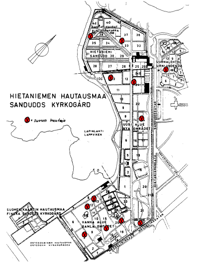 Hietaniemen hautausmaan kartta